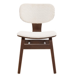 English Elm Christopher Knight Home® - Boucle Bentwood Side Chair in White Bouclé & Walnut Veneer — Plush Upholstery, 300 lb Capacity N776P194930W