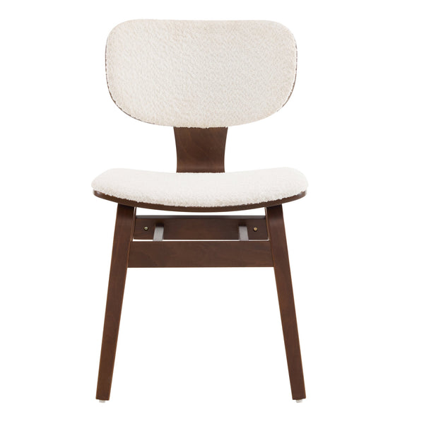 English Elm Christopher Knight Home® - Boucle Bentwood Side Chair in White Bouclé & Walnut Veneer — Plush Upholstery, 300 lb Capacity N776P194930W