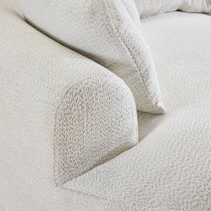 English Elm 124.5-inch Curved Chenille Sectional Sofa with Pillows Deep Seat Living Room Couch White W3612S00026