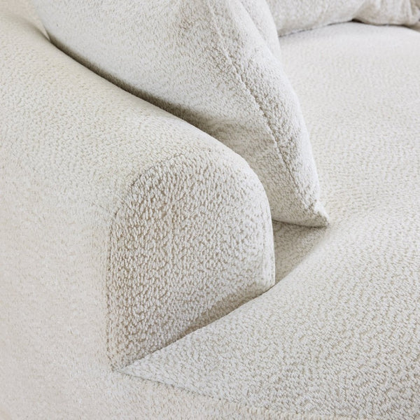 English Elm 124.5-inch Curved Chenille Sectional Sofa with Pillows Deep Seat Living Room Couch White W3612S00026