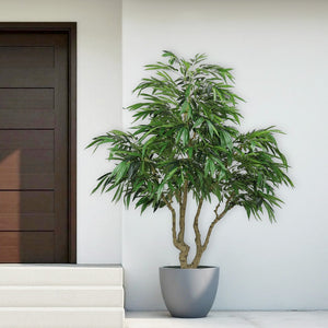 English Elm 7ft Artificial Banyan Silk Leaf Tree Freestanding Potted Faux Greenery for Home Office W2945P359419