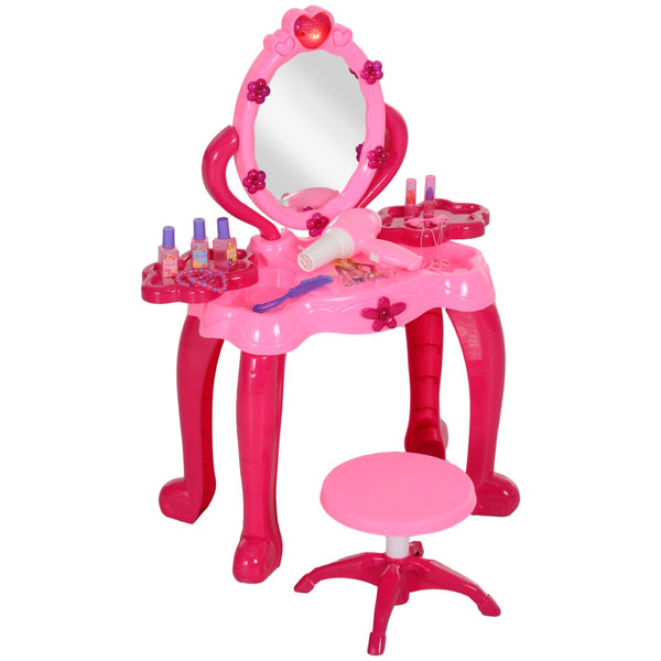 English Elm Qaba Kids Vanity Set With Interactive Mirror & 15 Accessories, Pink Makeup Table For Creative Play W2225P249752-GIGA