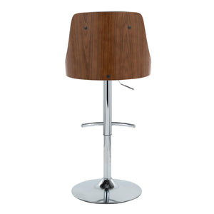 English Elm Gianna Adjustable Barstool Set Of 2 - Mid-Century Modern Swivel Design In Chrome, Walnut & Black Faux Leather B202S00889