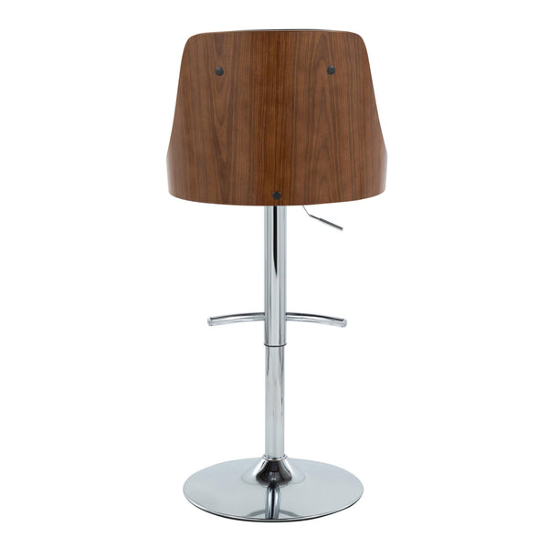 English Elm Gianna Adjustable Barstool Set Of 2 - Mid-Century Modern Swivel Design In Chrome, Walnut & Black Faux Leather B202S00889