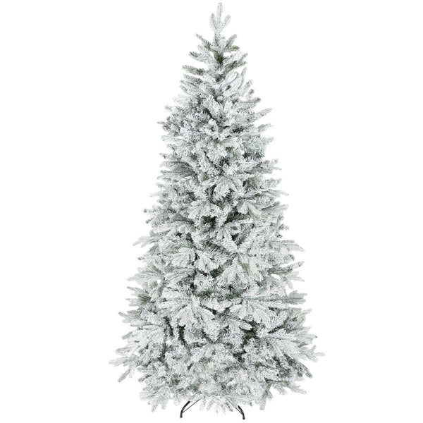 English Elm Homcom Frosted Spruce Artificial Holiday Tree with Snow Flocked Realistic Branch Tips W2225P485592