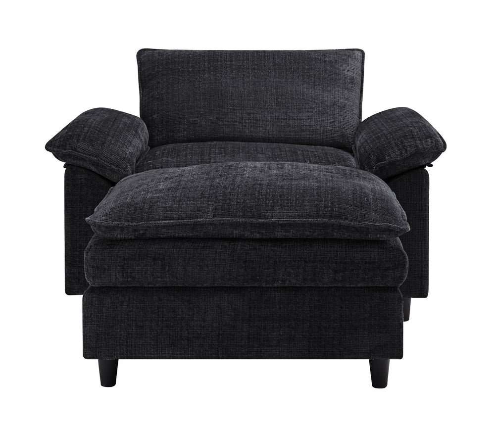 English Elm Accent Chair With Ottoman – Plush Oversized Lounge Sofa For Living Room, Bedroom, Or Office Use! W2100S00111