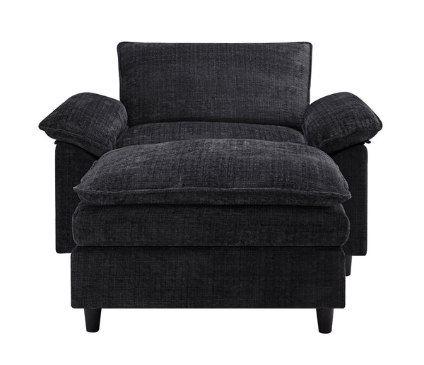 English Elm Accent Chair With Ottoman – Plush Oversized Lounge Sofa For Living Room, Bedroom, Or Office Use! W2100S00111