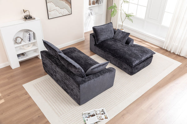 English Elm 103" Cloud Sectional Couch – L-Shape Chaise, Modern Boneless Modular Sofa For Cozy Living Spaces W1170S00041