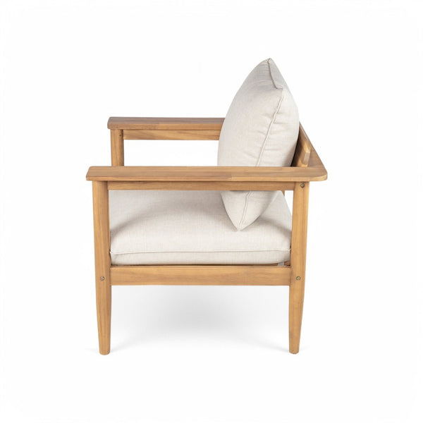 English Elm Terassi Solid Acacia Wood Outdoor Chat Set with Cushioned Club Chairs and Sofa TERASSI 3PCS CHAT SET