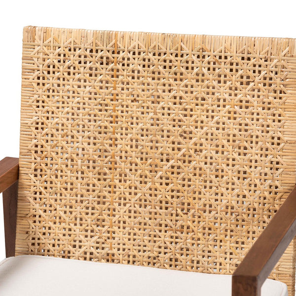 English Elm Bohemian Rattan Acacia Wood Accent Chair Geometric Weave Cushioned Seat Honey Finish B2750P467741