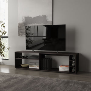 English Elm FM Parker TV Stand with Door and Open Shelves for Large TVs, Minimalist Storage and Modern Style Wenge 69 L x 19 W x 4 H B128P269888
