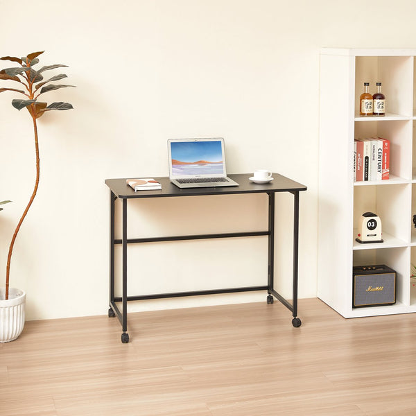 English Elm Folding Desk - Compact Black Foldable Computer Desk For Small Spaces, Easy Storage & Setup 39.37" W2516P272890