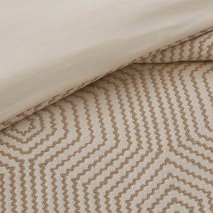 English Elm 9-piece King Jacquard Comforter Set Tan Ivory Geometric Woven Embroidered Bedding B035P437414