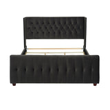 English Elm David Tufted Wingback King Bed, Dark Charcoal Grey Velvet