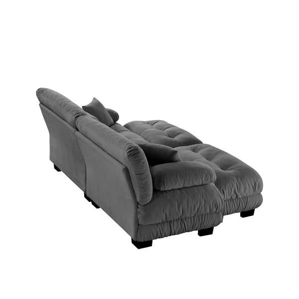 English Elm Cloud Chenille Sleeper Sofa - Modern 2-Seater With Pillows & Ottomans For Cozy Living Room Style W714S01018