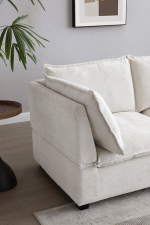 English Elm Contemporary Linen Sectional Sofa with Channel Tufting Solid Wood Frame Corner Seating W1117P276948