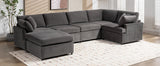 English Elm [ Video Provided] Modern Large U-Shape Sectional Sofa, With Removable Ottomans For Living Room (6-Seater)