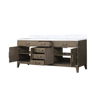 English Elm Grey Oak Double Bath Vanity 80" W With Durable Carrara Marble Top & Ample Storage Solutions B2731P259931