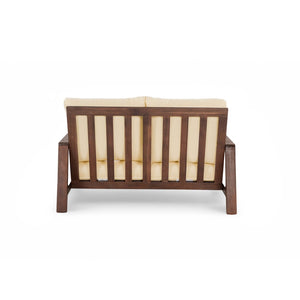 English Elm 2 Piece Acacia Wood Outdoor Sofa Set with Coffee Table and Weather Resistant Cushions Beige,Dark Brown N719P246159D