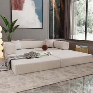 English Elm Double Convertible Corduroy Sleeper Sofa High Density Foam Wide Armrest Studio Bed W3064P245390