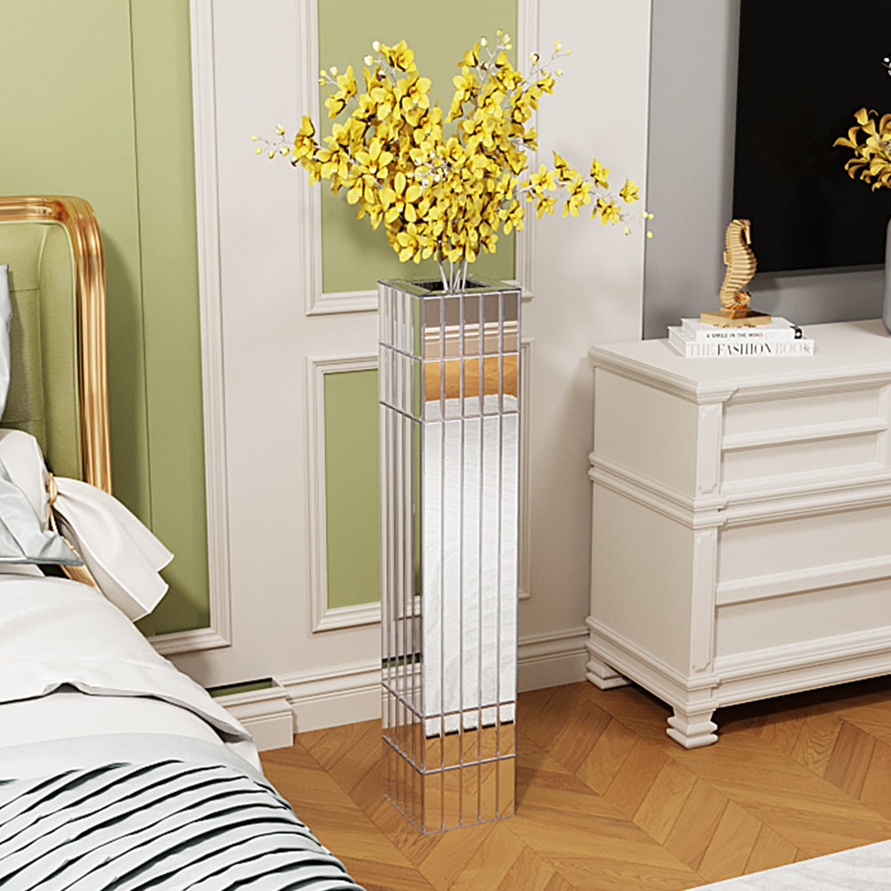 English Elm 36.02"(91.5Cm)Tall Mirrored Floor Vase - Elegant Silver Decor For Living Room, Dried Florals & More W3836P362098