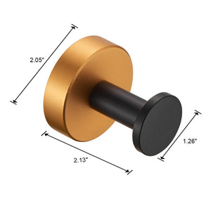 English Elm Round Wall Hooks For Coats & Towels - Black & Gold Metal, 2-Pack, Stylish Space-Saving Design T3177P280086-GIGA