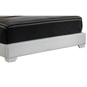 English Elm Aaron G1800-TB-UP Twin Bed with Durable Cappuccino PU Upholstery, Low-Profile Design, Ships Fast White 4 L x 33 W x 81 H B078108089
