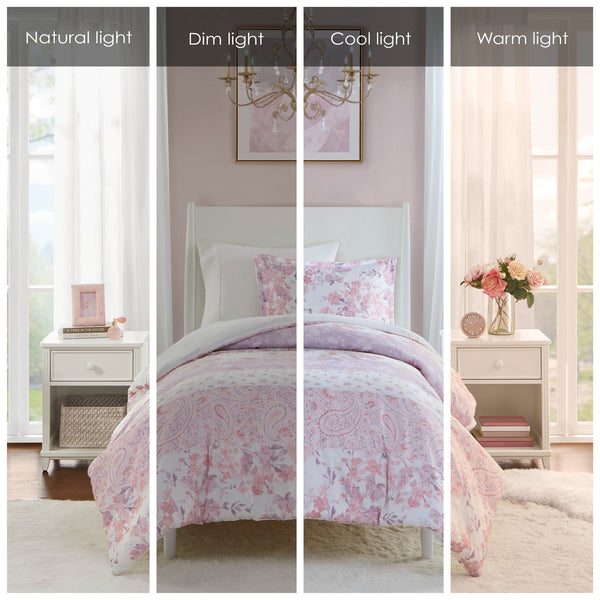 English Elm Floral Paisley Comforter Set Twin/Twin XL - Soft Microfiber, Anti-Microbial, Decorative Pillows Pink 11.42 L x 9.45 W x 3.15 H B035P294222