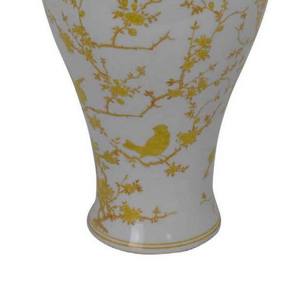 English Elm Avery Sculptural Ceramic Vase with Spiral Ribbed Texture for Modern Home Decor Yellow+White B056P416930