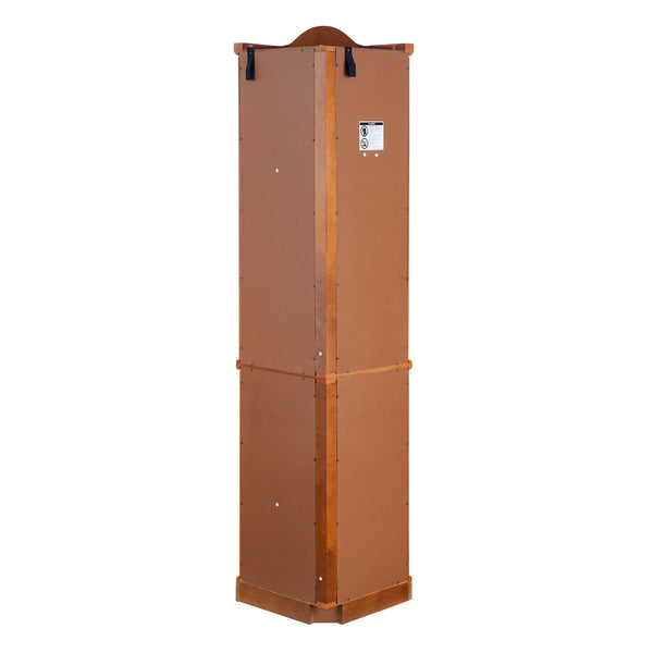 English Elm Lighted Corner Curio Cabinet With Adjustable Shelves & Tempered Glass - Elegant Oak Display Piece W1758P300132