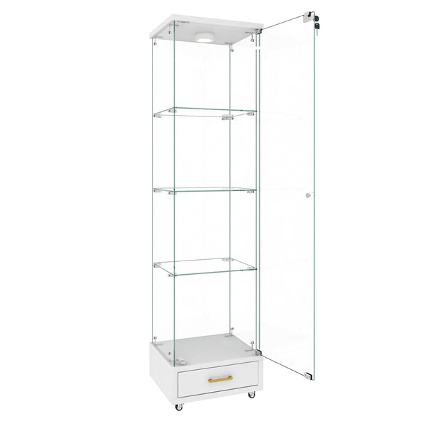 English Elm Modern Glass Display Cabinet With Led Lights, Quick-Assembly 4-Shelf Storage For Collectibles & Decor W241P268239