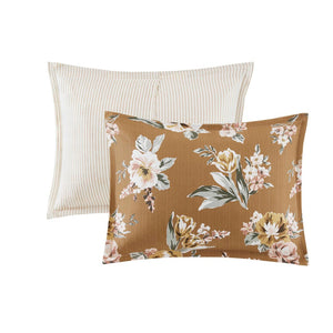 English Elm 7-piece King Reversible Floral Comforter Set Earthy Cotton Blend Bohemian Bedroom B035P440210
