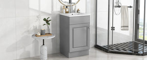English Elm [video] Compact Sage Green Bathroom Vanity with Ceramic Sink Soft Close Cabinet Grey N759P237932E