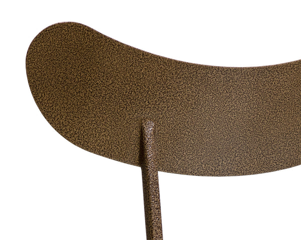 Sunpan Gibbons Dining Chair - Unique Mid-Century Modern Design with Handcrafted Leather and Iron Frame Antique Brass / Charcoal Black Leather