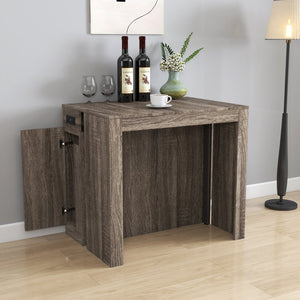 English Elm Modern Expandable Dining Table with Built-In Outlet, 5-Panel Extendable Space-Saving Design for Gatherings Brown W331S00192