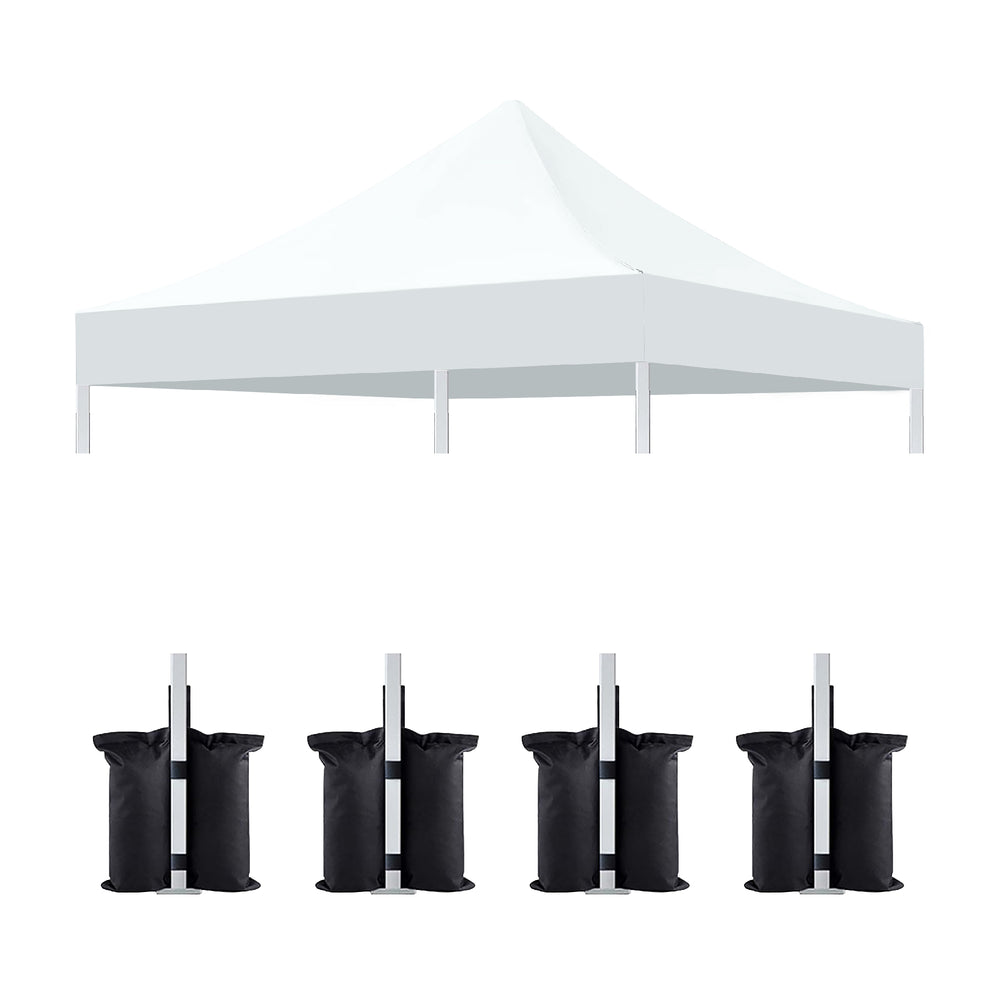 English Elm 10x10 Heavy-Duty Canopy Replacement Top with 4 Pack Sandbag Weight Bags Waterproof UV50+ Protection White W419P287601