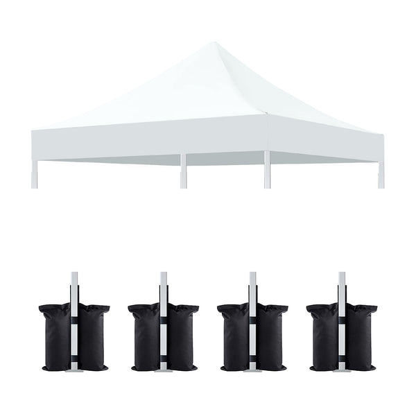 English Elm 10x10 Heavy-Duty Canopy Replacement Top with 4 Pack Sandbag Weight Bags Waterproof UV50+ Protection White W419P287601