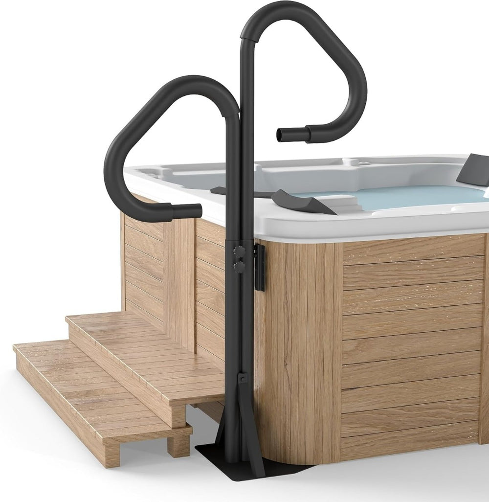 English Elm Two-way Aluminum Spa Handrail Swivel Safety Rail for Hot Tubs with 600 Lb Support W1859P429200