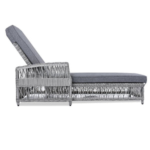English Elm Go Outdoor Wicker Chaise Lounge Recliner with Ergonomic Armrests and Thick Cushion for Patio Grey N704P248779E
