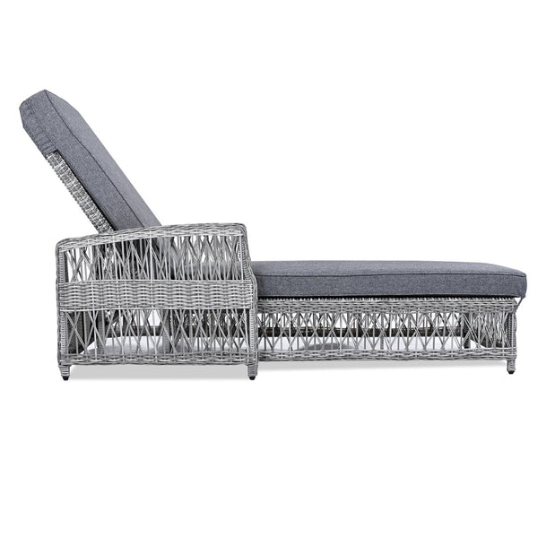 English Elm Go Outdoor Wicker Chaise Lounge Recliner with Ergonomic Armrests and Thick Cushion for Patio Grey N704P248779E