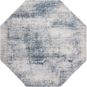 Unique Loom Finsbury Sarah Machine Made Abstract Rug Blue, Ivory/Gray/Light Blue 7' 10" x 7' 10"