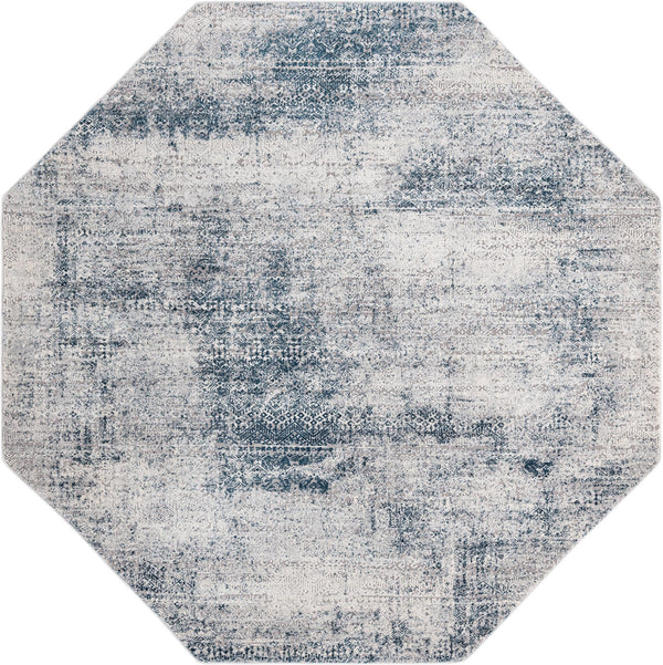 Unique Loom Finsbury Sarah Machine Made Abstract Rug Blue, Ivory/Gray/Light Blue 7' 10" x 7' 10"