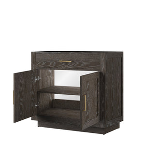 English Elm Brown Oak Midcentury Single Bath Vanity 36" W with Soft-Close Drawer, Fully Assembled Storage B2731P257664