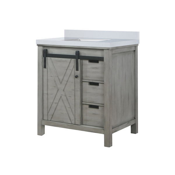 English Elm Ash Grey Bath Vanity With White Quartz Countertop – Modern Design, Soft-Close Drawers, And Storage! B2731P260988