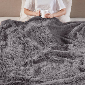 JLA Home Madison Park - Faux Fur Throw 50x60" Madison Park Haven Plush Long Faux Fur with Velvet Reverse, Machine Washable, Oeko-Tex Certified Luxe MP50-8242