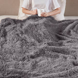 Madison Park Haven Glam/Luxury Faux Fur Throw 50x60" MP50-8242 Grey