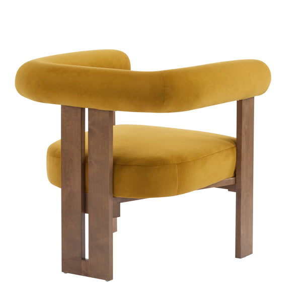 English Elm Christopher Knight Home® - Modern Upholstered Round Arm Accent Chair with Velvet Finish, Elegant Curved Back and Three Legs Design Mustard yellow 30.5 L x 29 W x 14.5 H N776P216194T