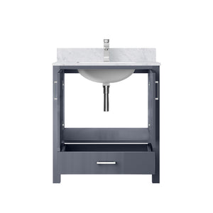 English Elm Dark Grey 30" Bath Vanity with Carrara Marble Top, Soft-Close Drawer, Chrome Faucet, Storage Slate B2731P258999