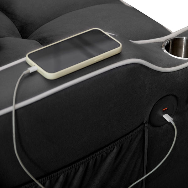 English Elm Convertible Single Chair Bed with Foldable Computer Desk, USB Charging, 3-in-1 Recliner to Bed Comfort Black W2941P325521