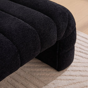 English Elm 69.7"Wide Modern Upholstered Armless Bed Bench with Channel Tufting, Chenille Sofa Daybed for Living Room Black W3098P308774